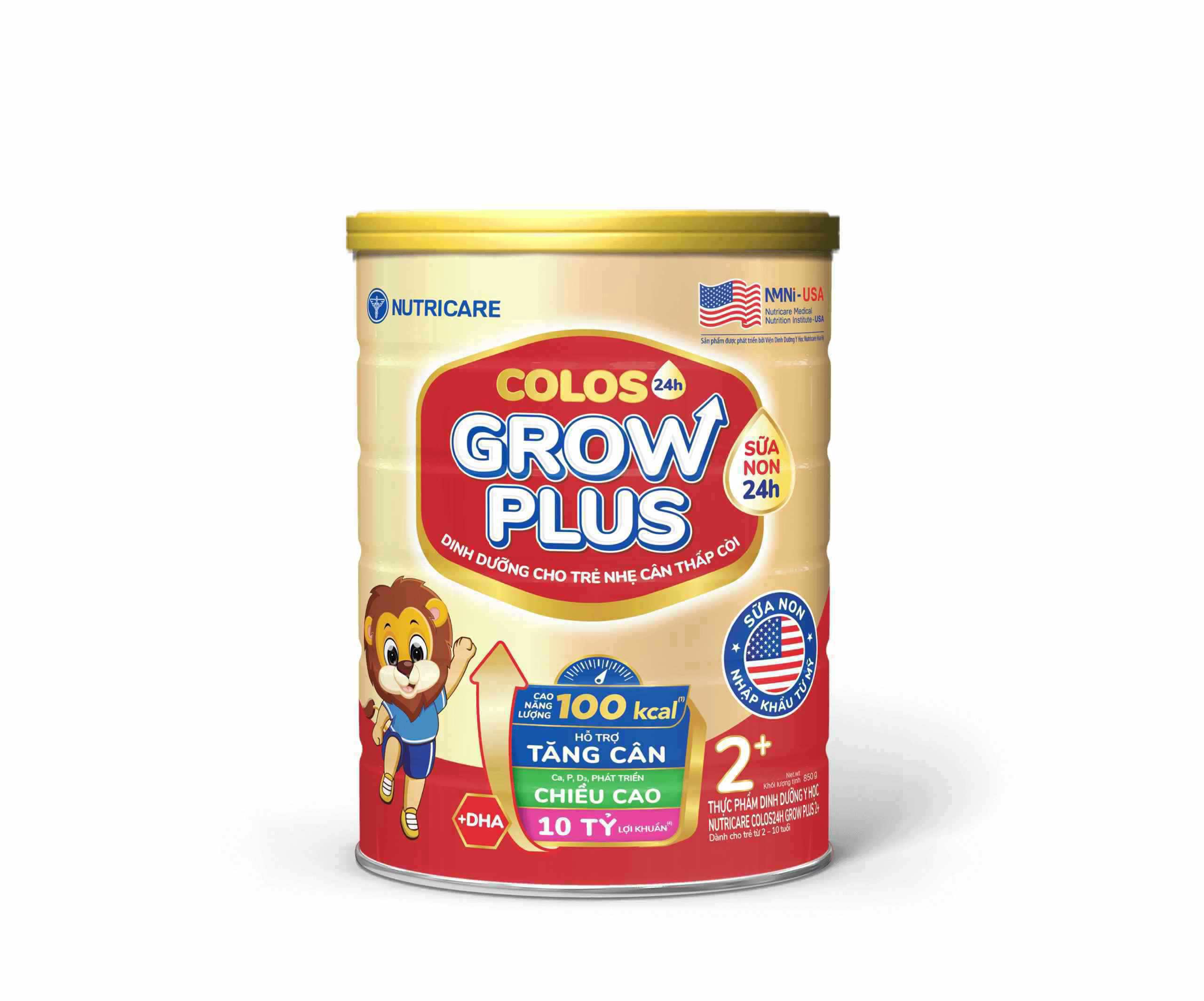 Thực phẩm dinh dưỡng y học Nutricare Colos24h Grow Plus 2+ 850 g